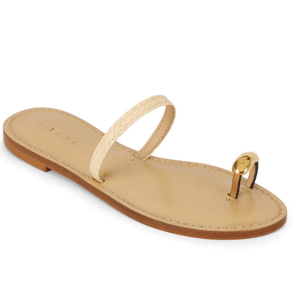 Amanu raffia and gold sandals